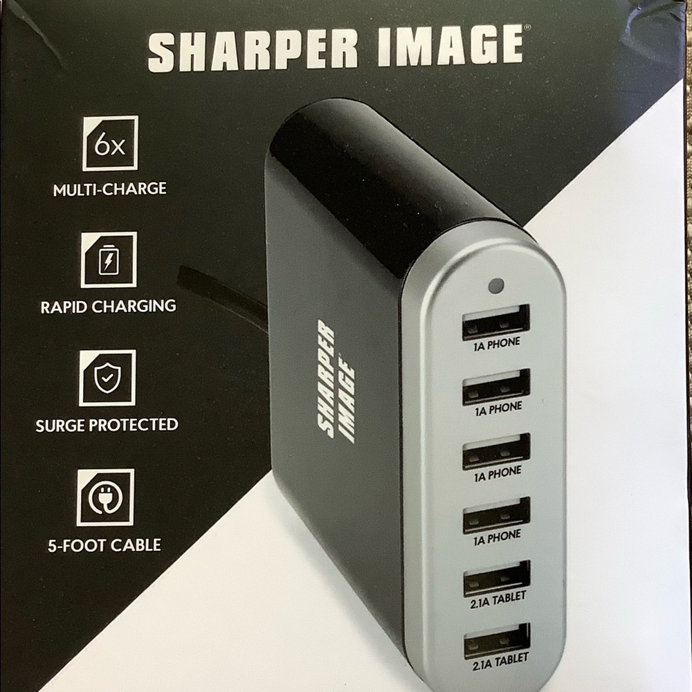 Sharper Image 6 USB Port Rapid Desktop Charging Station.